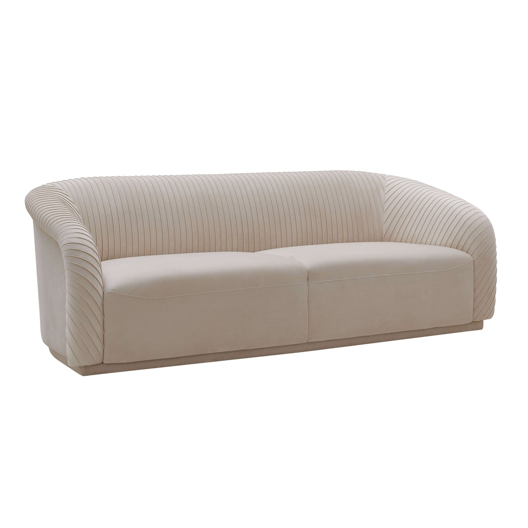 Skye Pleated Beige Velvet Sofa