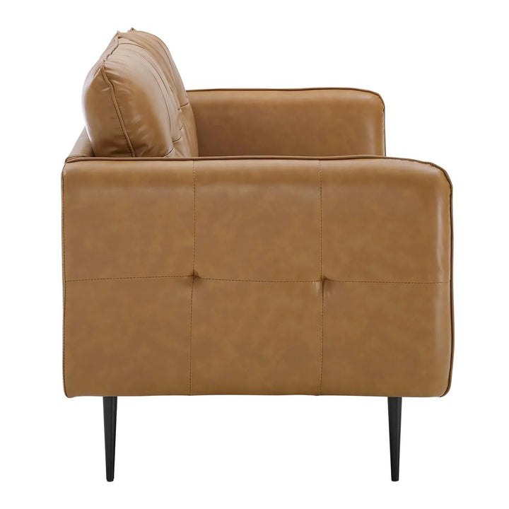 Cromane Tufted Vegan Leather Sofa - Camel