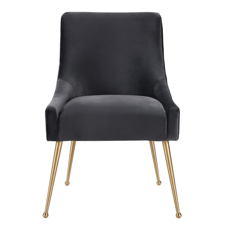 Tori Velvet Side Chair - Charcoal