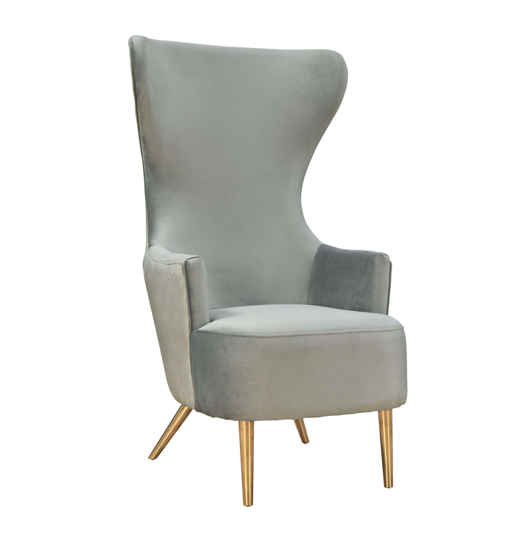 Victoria Grey Velvet Wingback Chair