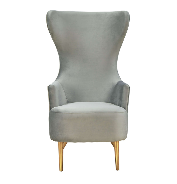 Victoria Grey Velvet Wingback Chair