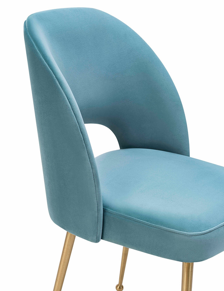 Wave Sea Blue Velvet Chair