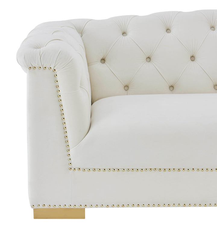 Willow Velvet Tufted Loveseat - Cream